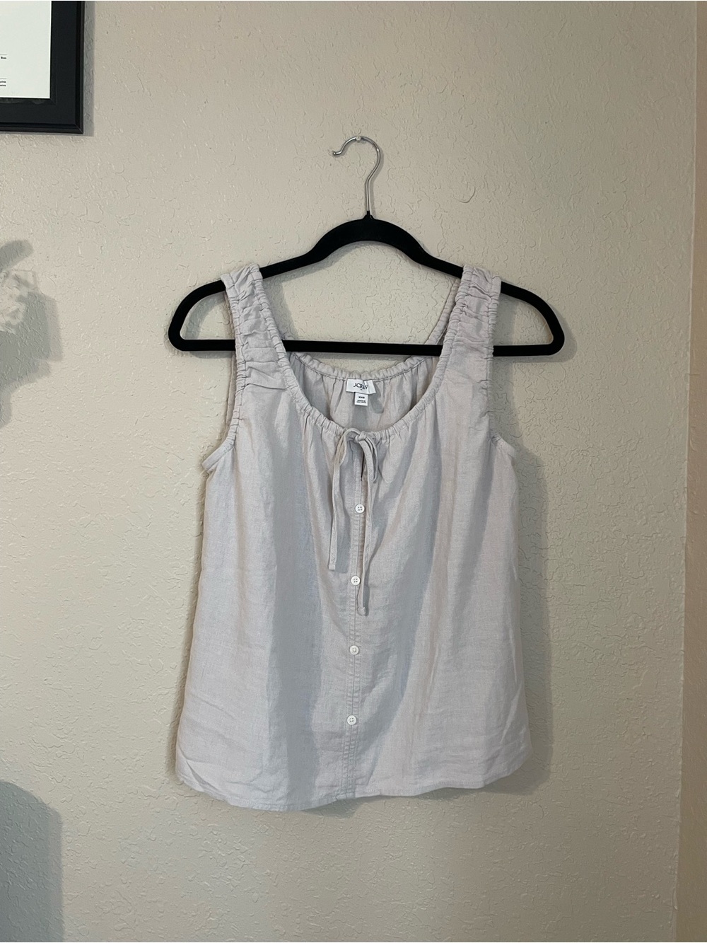 J. Crew Linen Blend Tank Top Size Fits Small Medium Silver Sand Gray